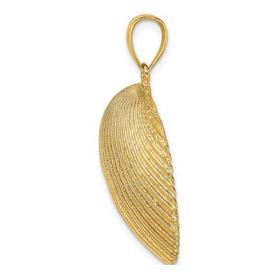 14K Yellow Gold Textured Scallop Shell Pendant – view 3