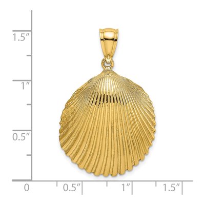 14K Yellow Gold Textured Scallop Shell Pendant – view 4