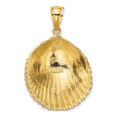 14K Yellow Gold Textured Scallop Shell Pendant – view 5