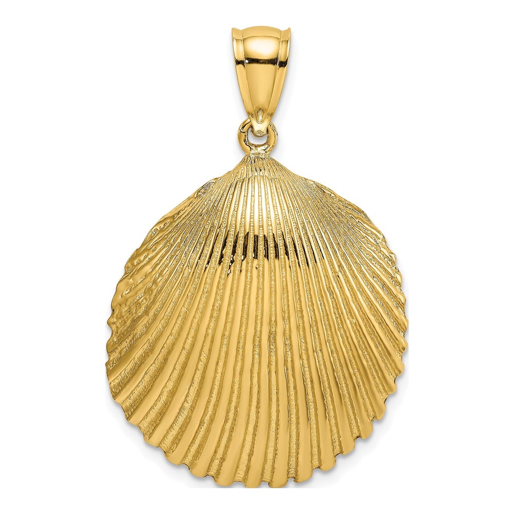 14K Yellow Gold Textured Scallop Shell Pendant