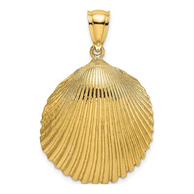 14K Yellow Gold Textured Scallop Shell Pendant