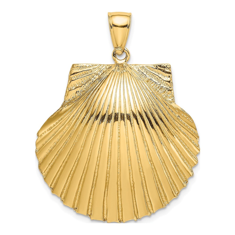 14K Yellow Gold 3-D Scallop Shell Charm