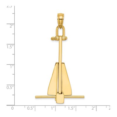 14K Yellow Gold 3-D Anchor Pendant – view 4