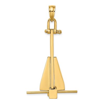 14K Yellow Gold 3-D Anchor Pendant – view 5