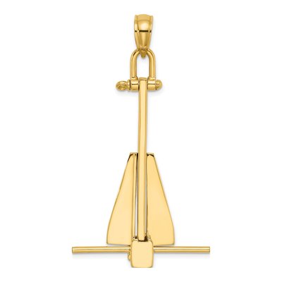 14K Yellow Gold 3-D Anchor Pendant