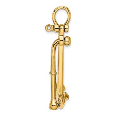 14K Yellow Gold 3-D Moveable Anchor Pendant – view 3