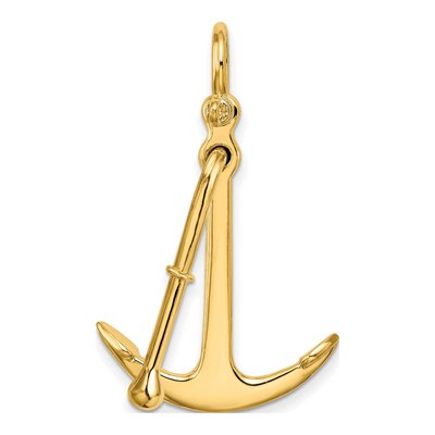 14K Yellow Gold 3-D Moveable Anchor Pendant – view 4