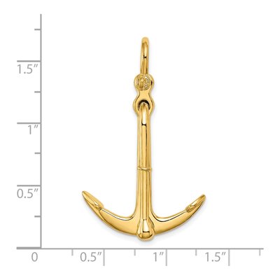14K Yellow Gold 3-D Moveable Anchor Pendant – view 6