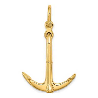 14K Yellow Gold 3-D Moveable Anchor Pendant