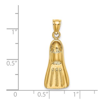 14K Yellow Gold 3-D Scuba Flipper Charm – view 4