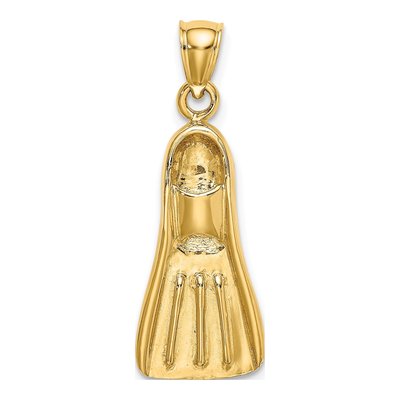 14K Yellow Gold 3-D Scuba Flipper Charm