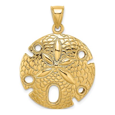 14K Yellow Gold Large Sand Dollar Pendant