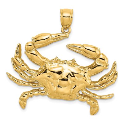 14K Yellow Gold Large Crab Charm