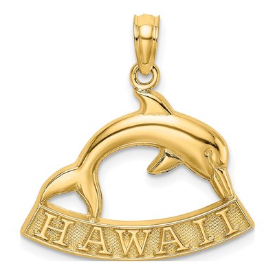 14K Yellow Gold Hawaii Dolphin Pendant