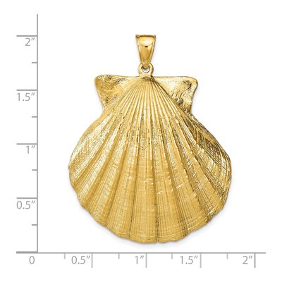 14K Yellow Gold Large Scallop Shell Pendant – view 4