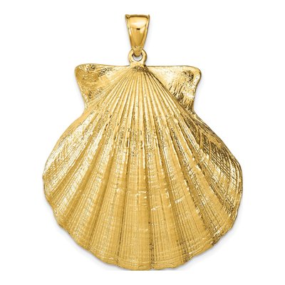 14K Yellow Gold Large Scallop Shell Pendant