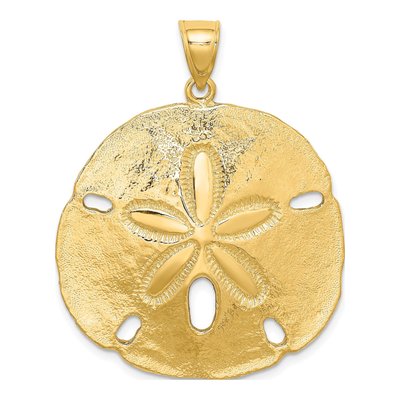 14K Yellow Gold Large Sand Dollar Pendant