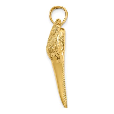 14K Yellow Gold Large 3-D Shark Tooth Pendant – view 3