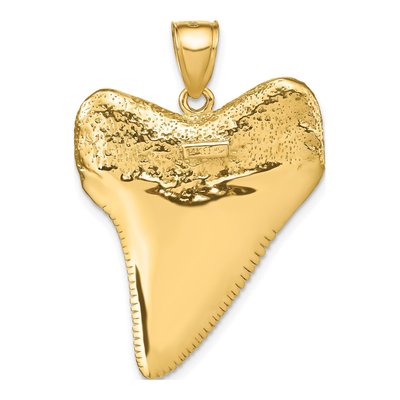 14K Yellow Gold Large 3-D Shark Tooth Pendant – view 5