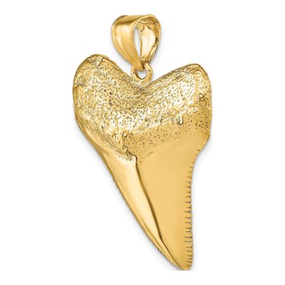 14K Yellow Gold Large 3-D Shark Tooth Pendant – view 6