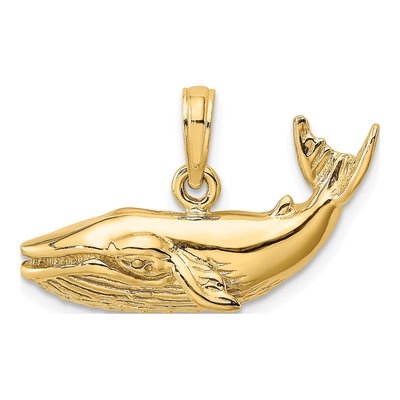 14K Yellow Gold Humpback Whale Pendant