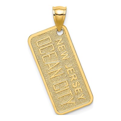 14K Yellow Gold Ocean City NJ License Plate Charm