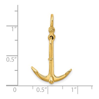 14K Yellow Gold 3-D Anchor Pendant – view 6