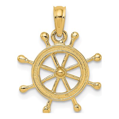 14K Yellow Gold Ship Wheel Pendant
