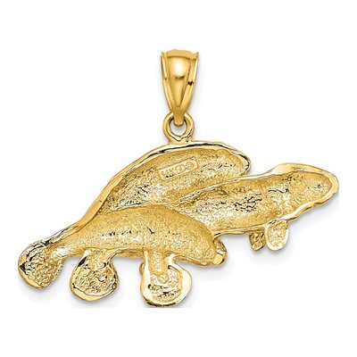 14K Yellow Gold Three Manatees Pendant – view 5