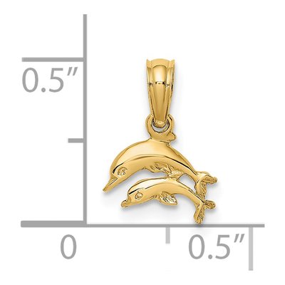 14K Yellow Gold Mini Double Dolphins Charm – view 4
