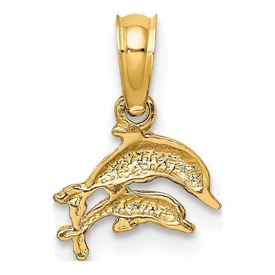 14K Yellow Gold Mini Double Dolphins Charm – view 5