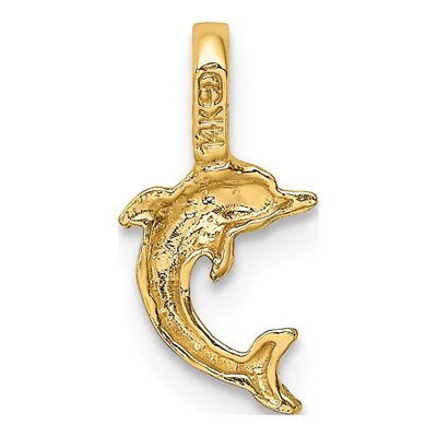 14K Yellow Gold Mini Dolphin Pendant – view 5