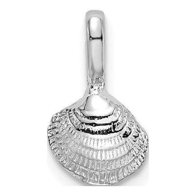 14K White Gold Mini Clam Shell Pendant