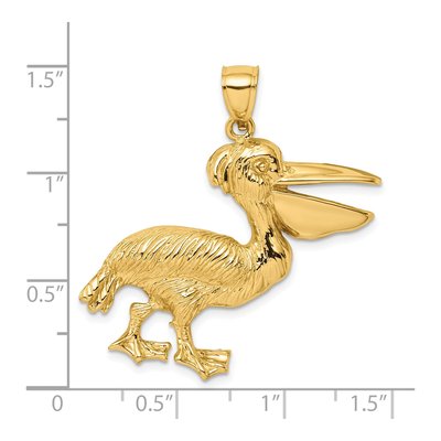 14K Yellow Gold Large Textured Pelican Charm – view 4