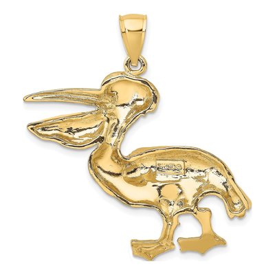 14K Yellow Gold Large Textured Pelican Charm – view 5