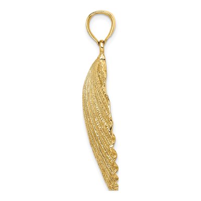 14K Yellow Gold Large Textured Scallop Shell Charm – view 3