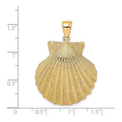 14K Yellow Gold Large Textured Scallop Shell Charm – view 4
