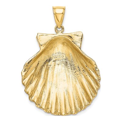 14K Yellow Gold Large Textured Scallop Shell Charm – view 5