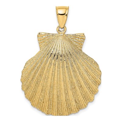 14K Yellow Gold Large Textured Scallop Shell Charm