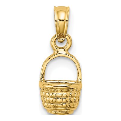 14K Yellow Gold Mini Basket Pendant