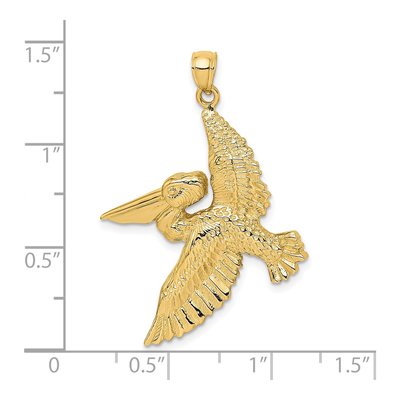 14K Yellow Gold Flying Pelican Pendant – view 4