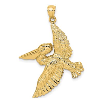 14K Yellow Gold Flying Pelican Pendant