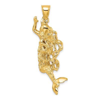 14K Yellow Gold 3-D Mermaid Pendant – view 5