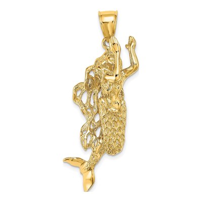 14K Yellow Gold 3-D Mermaid Pendant