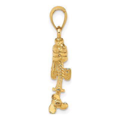 14K Yellow Gold 3-D Boat Engine Charm – view 3