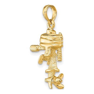 14K Yellow Gold 3-D Boat Engine Charm – view 6