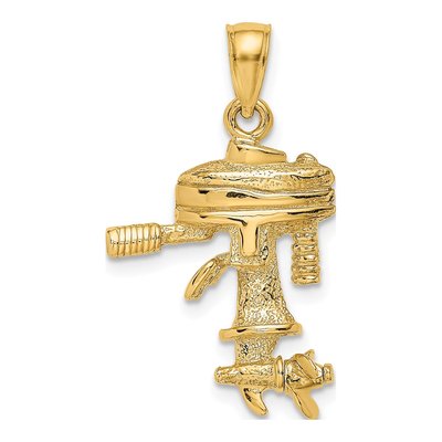 14K Yellow Gold 3-D Boat Engine Charm