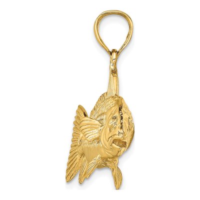 14K Yellow Gold 3-D Red Fish Pendant – view 3