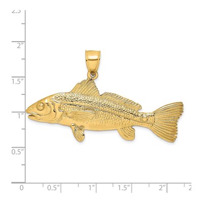 14K Yellow Gold 3-D Red Fish Pendant – view 4