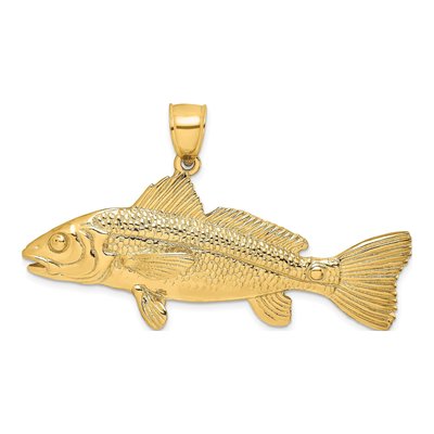 14K Yellow Gold 3-D Red Fish Pendant